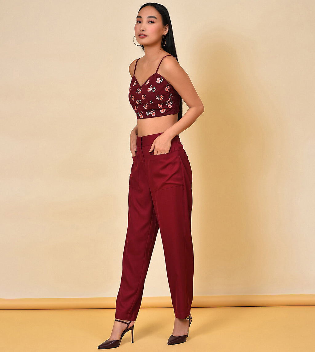 Embroidered burgundy Bralette