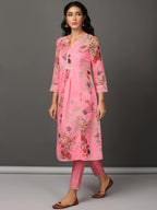 Pink Chanderi Kurta & Pants Set