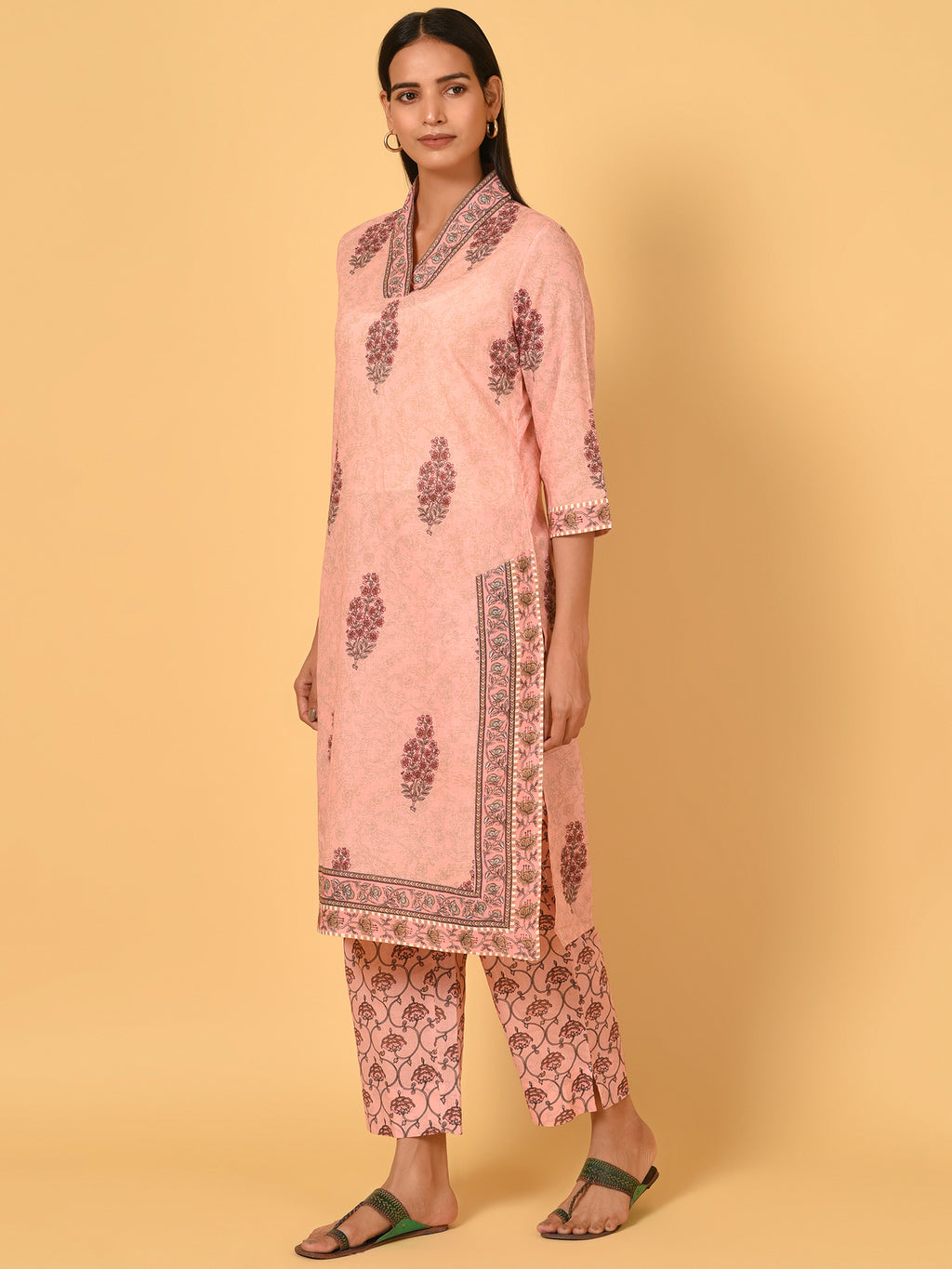 Block Printed Mughal Cotton Kurta & Pant Set