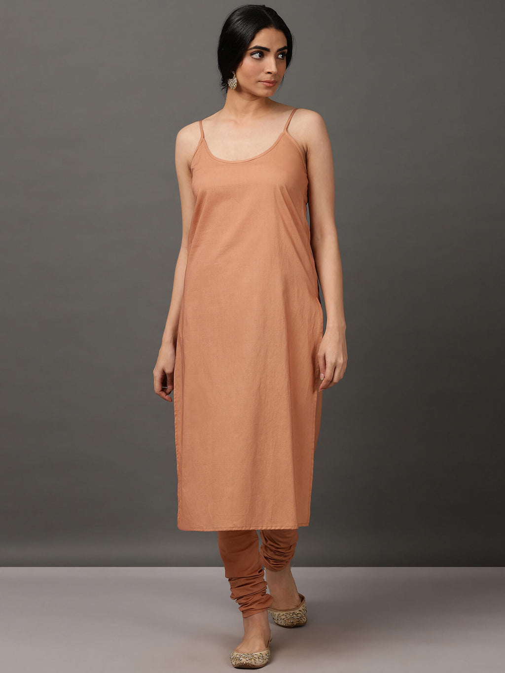 Beige Kalidaar Kurta Set with Churidar & Dupatta