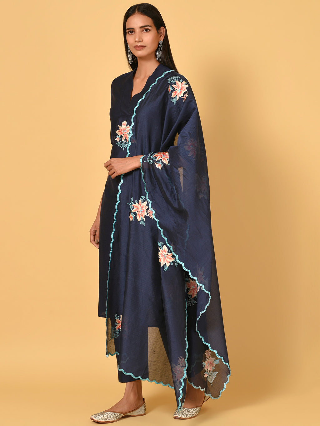 Let’s Toast Art Silk Kurta, Pant & Dupatta Set
