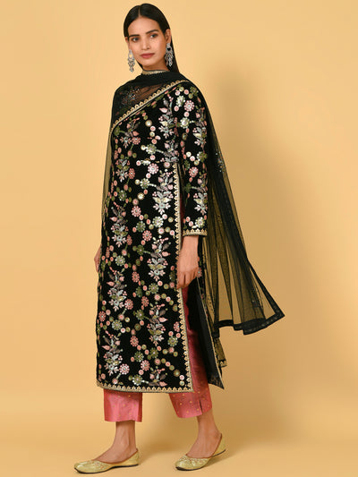 Show-stopper Black Kurta Pant and Dupatta set