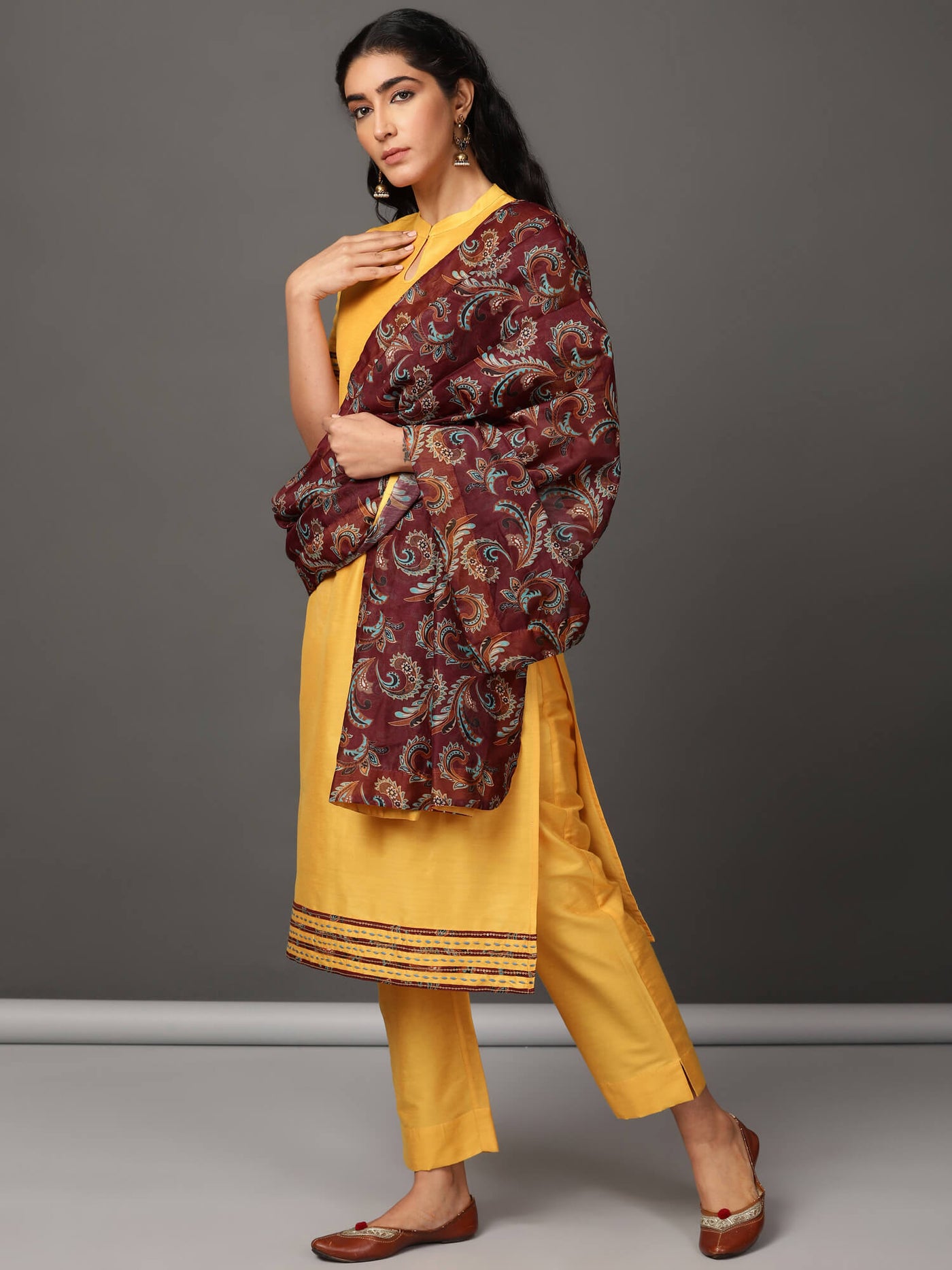 Sun Art Silk Kurta, Pants & Dupatta Set