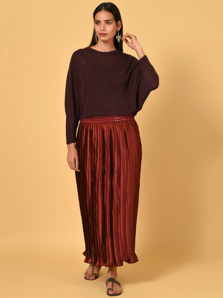 Sway in the Red pleated satin skirt