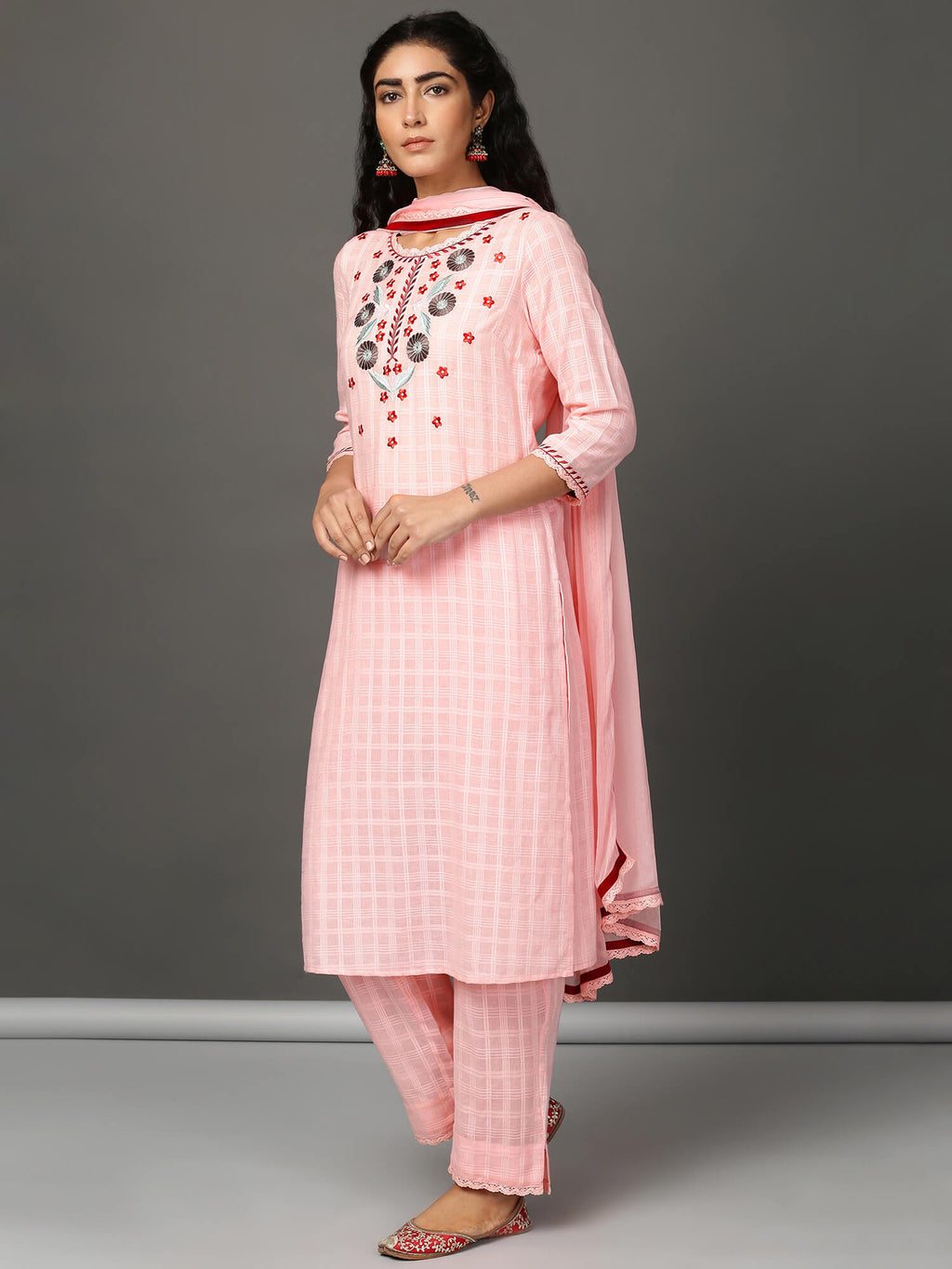 Pink Cotton Kurta & Pants Set
