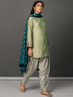 Green Short Kurta, Salwar Dupatta Set