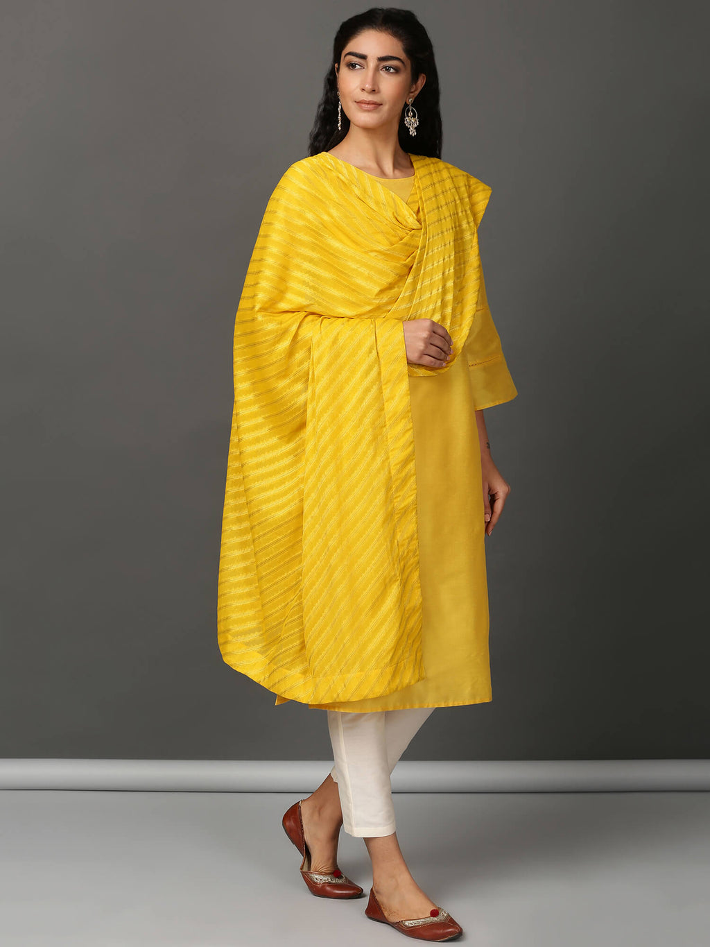 Art Silk Straight Kurta, Pants & Dupatta Set