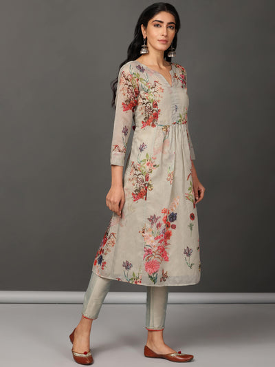 Olive Chanderi Kurta & Pants Set