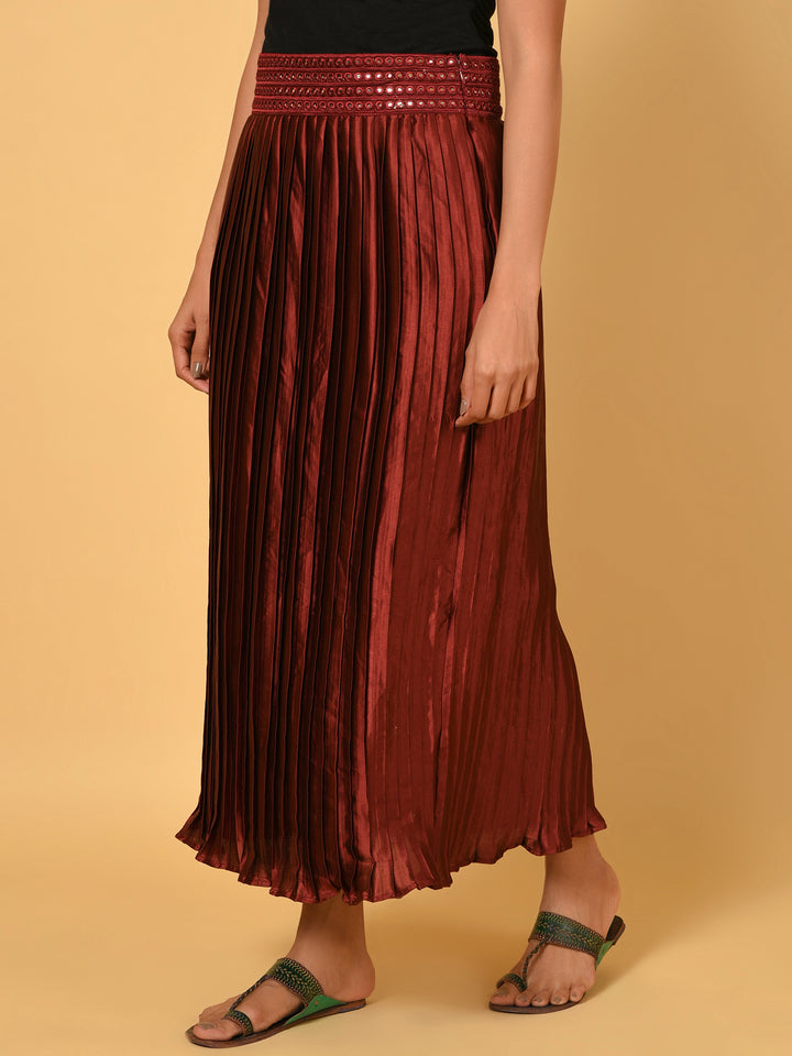 Sway in the Red pleated satin skirt