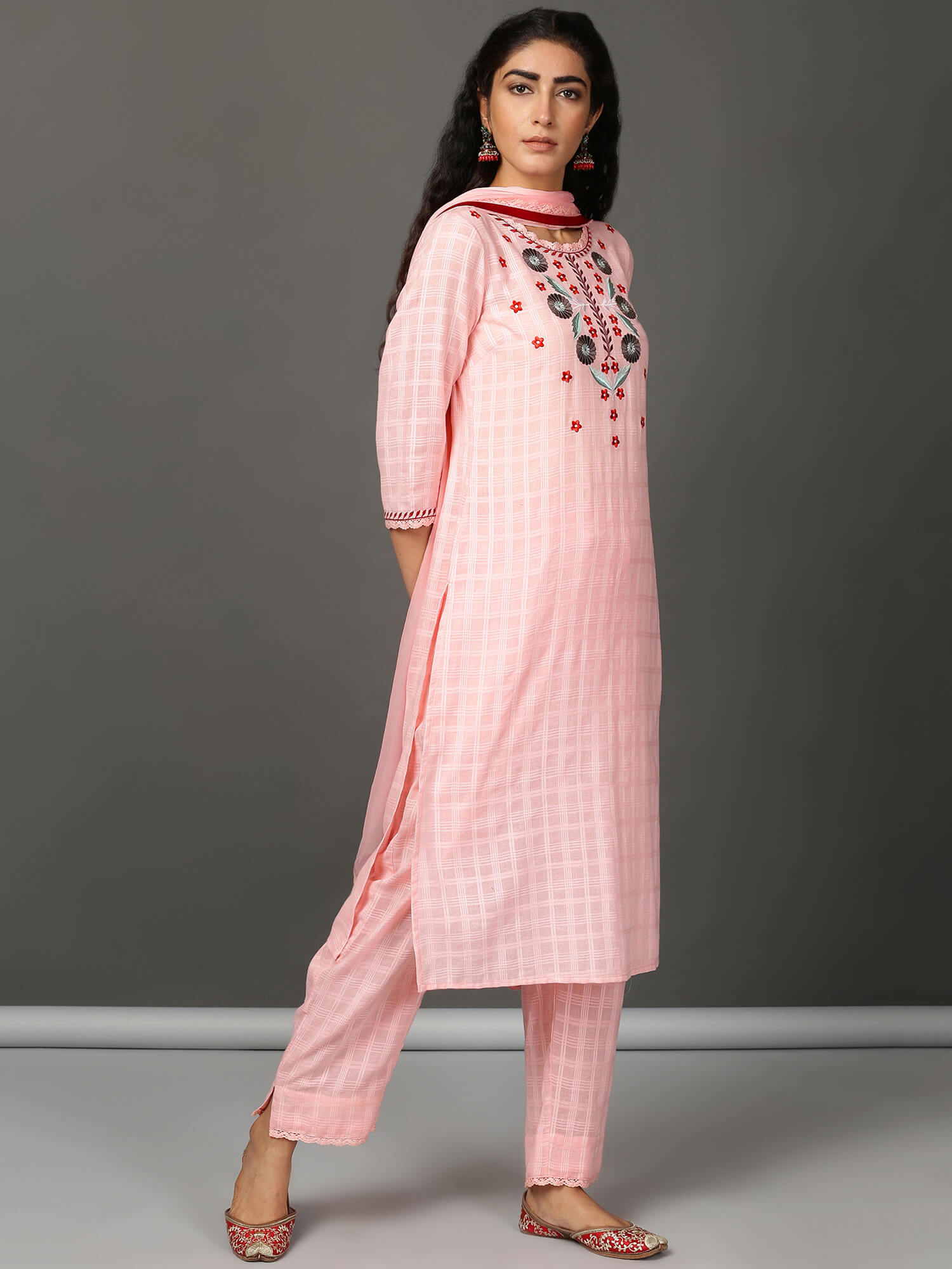 Pink Cotton Kurta & Pants Set