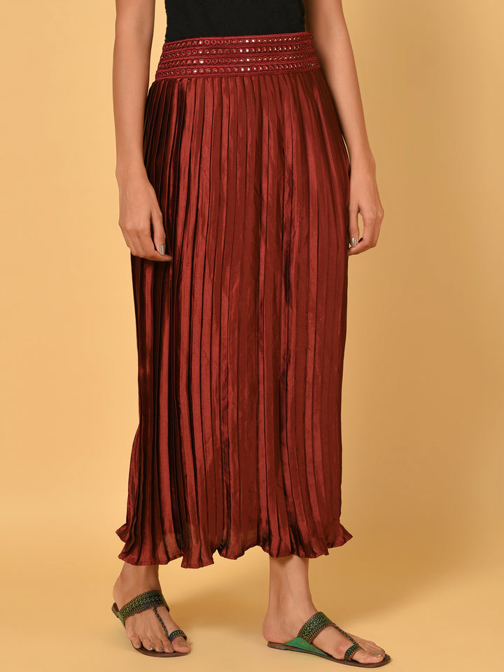 Sway in the Red pleated satin skirt