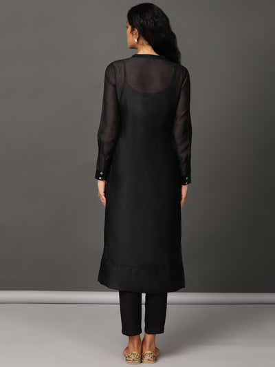 Coal Chanderi Kurta & Pant Set