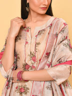 Printed Chanderi Kurta Pant Set