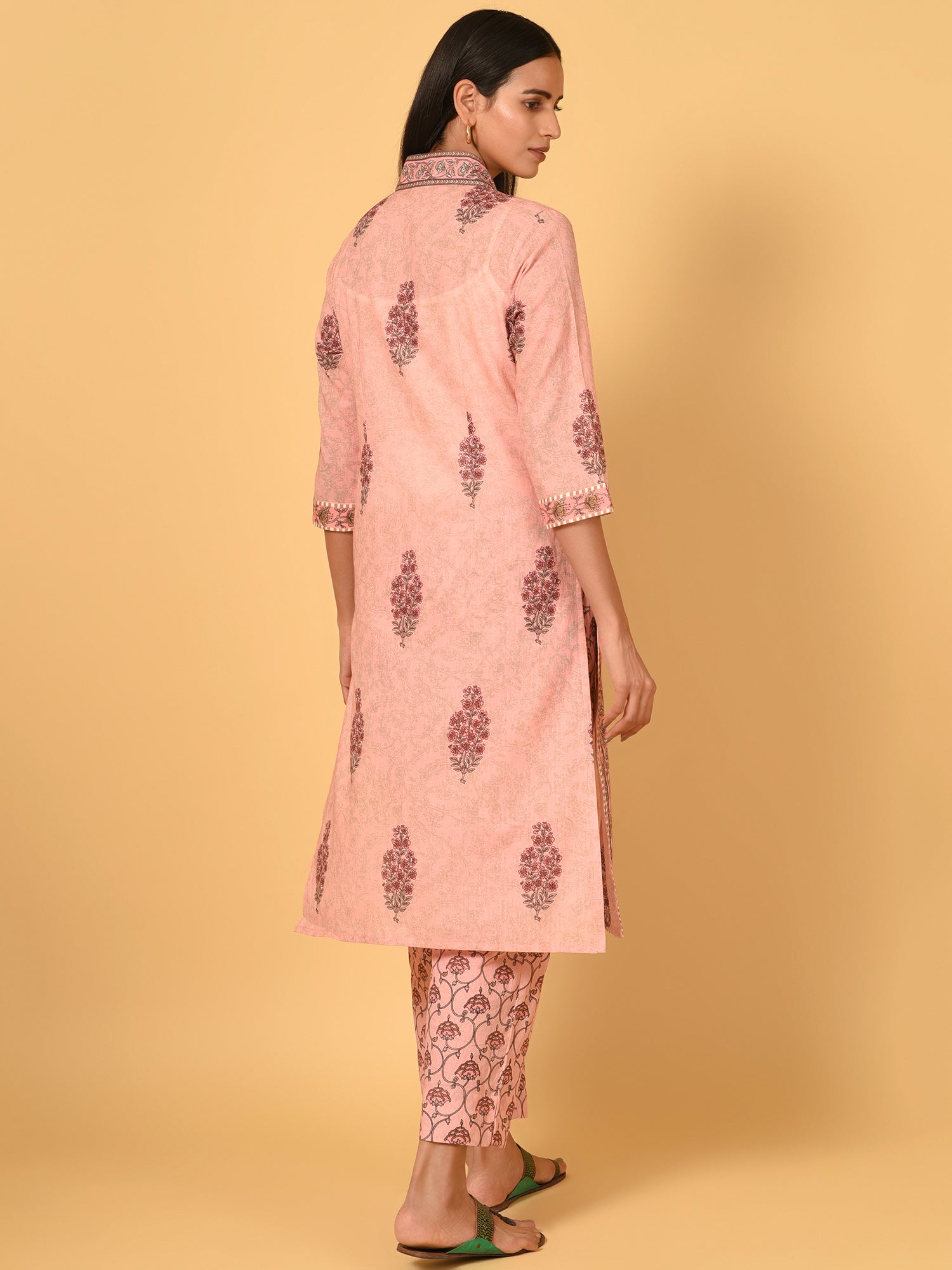 Block Printed Mughal Cotton Kurta & Pant Set