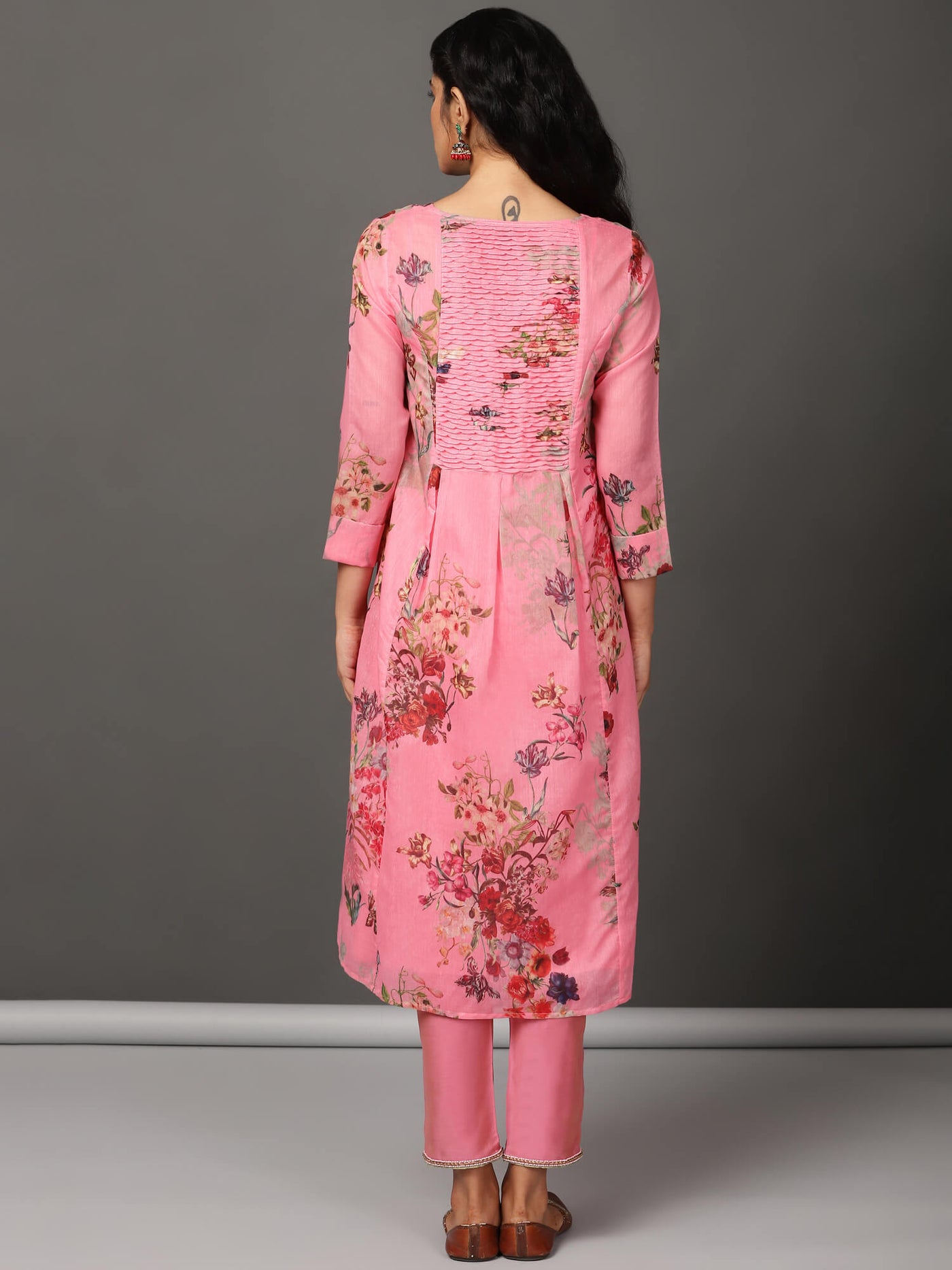 Pink Chanderi Kurta & Pants Set