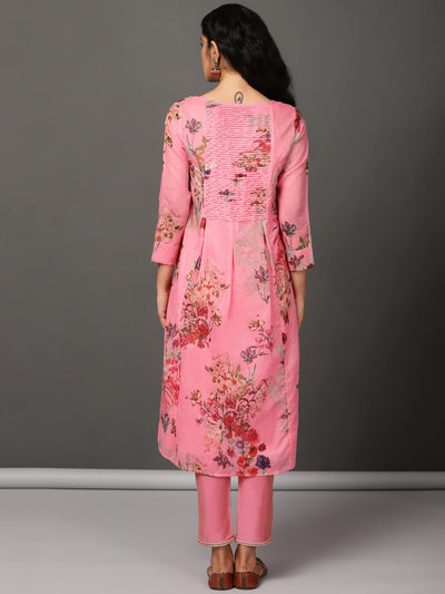 Pink Chanderi Kurta & Pants Set
