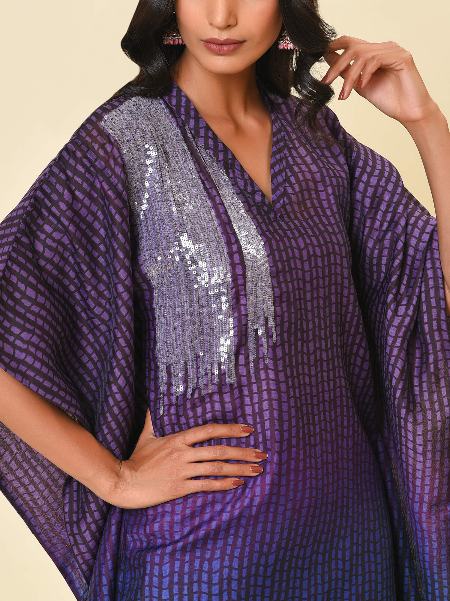 Purple Kaftan Kurta & Pant Set