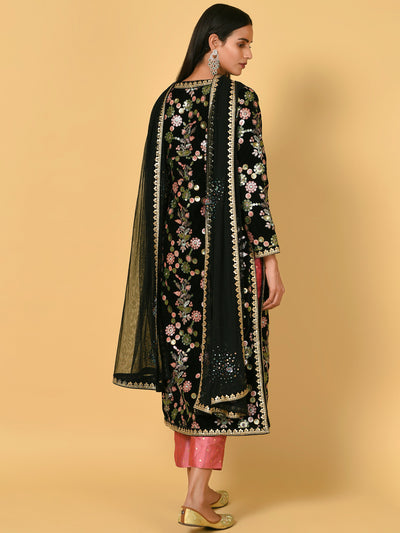 Show-stopper Black Kurta Pant and Dupatta set