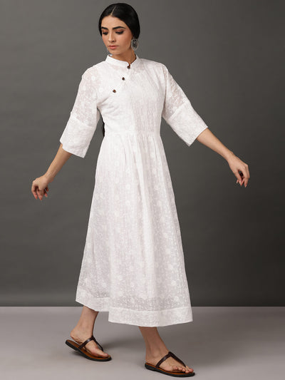 White Kota Schiffly Comfort Dress