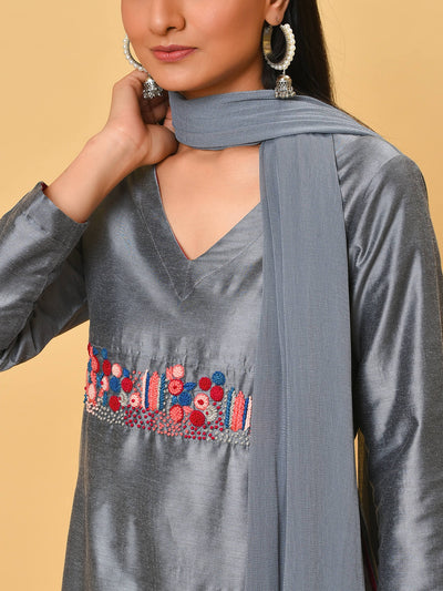 Garden Grey Kurta Pant & Dupatta Set