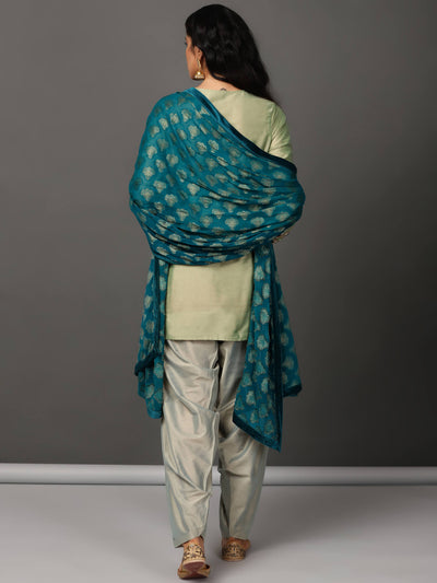 Green Short Kurta, Salwar Dupatta Set