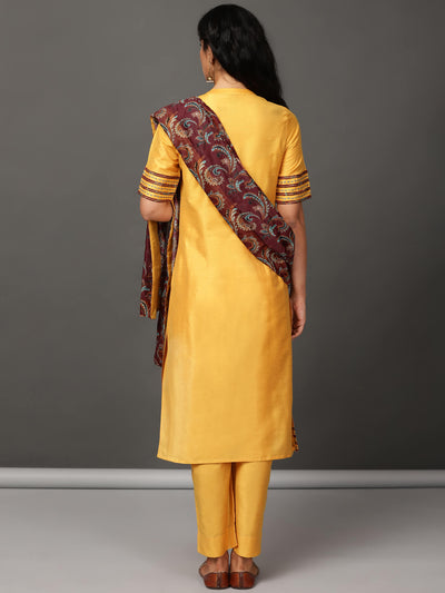 Sun Art Silk Kurta, Pants & Dupatta Set