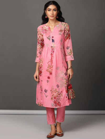 Pink Chanderi Kurta & Pants Set