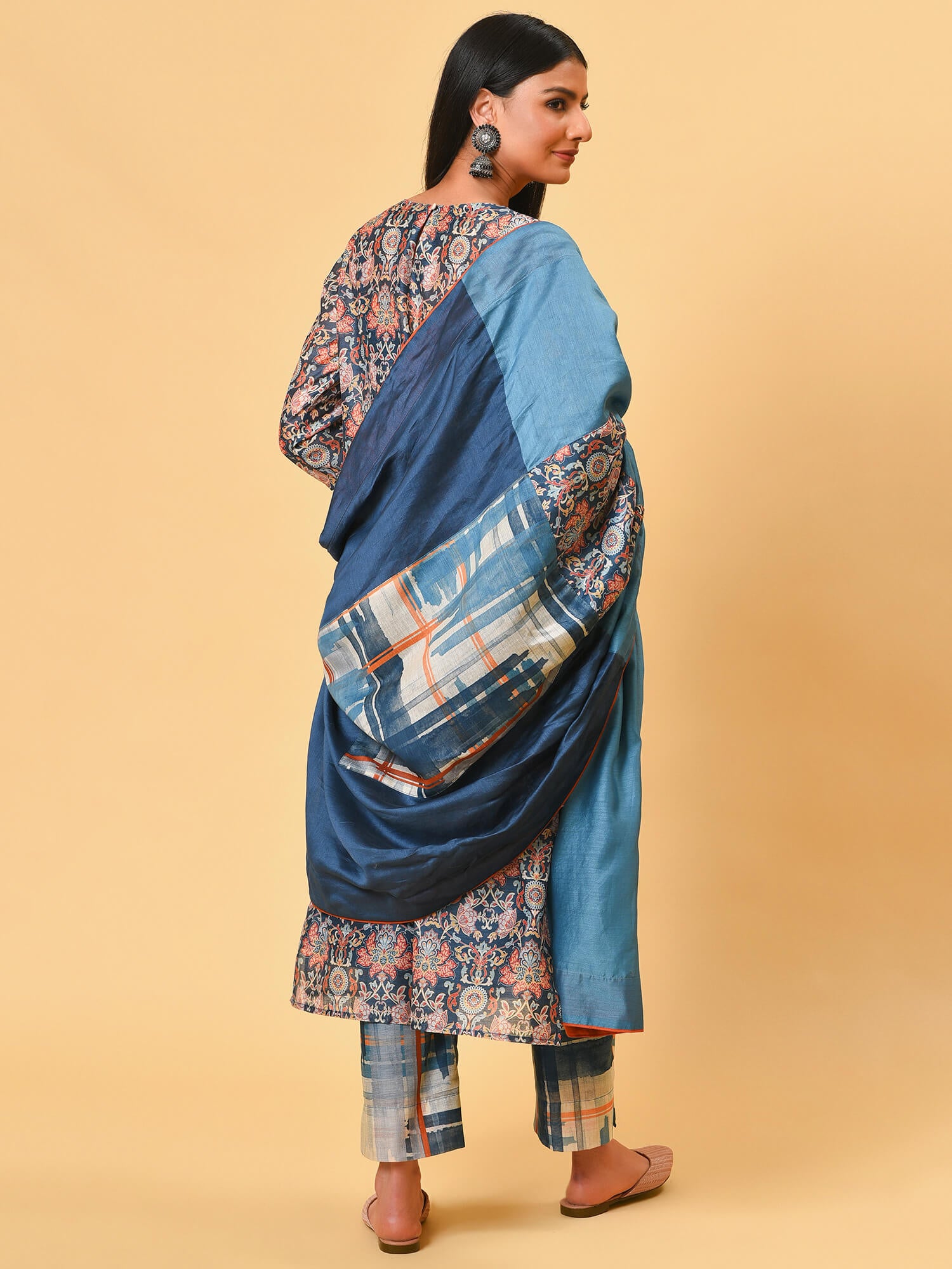 Neel Rust Chanderi Kurta Set