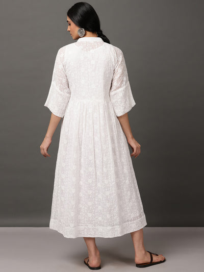 White Kota Schiffly Comfort Dress