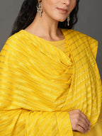 Rekha Art Silk Straight Kurta Set with Cigarette Pants & Striped Dupatta