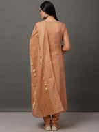 Beige Kalidaar Kurta Set with Churidar & Dupatta