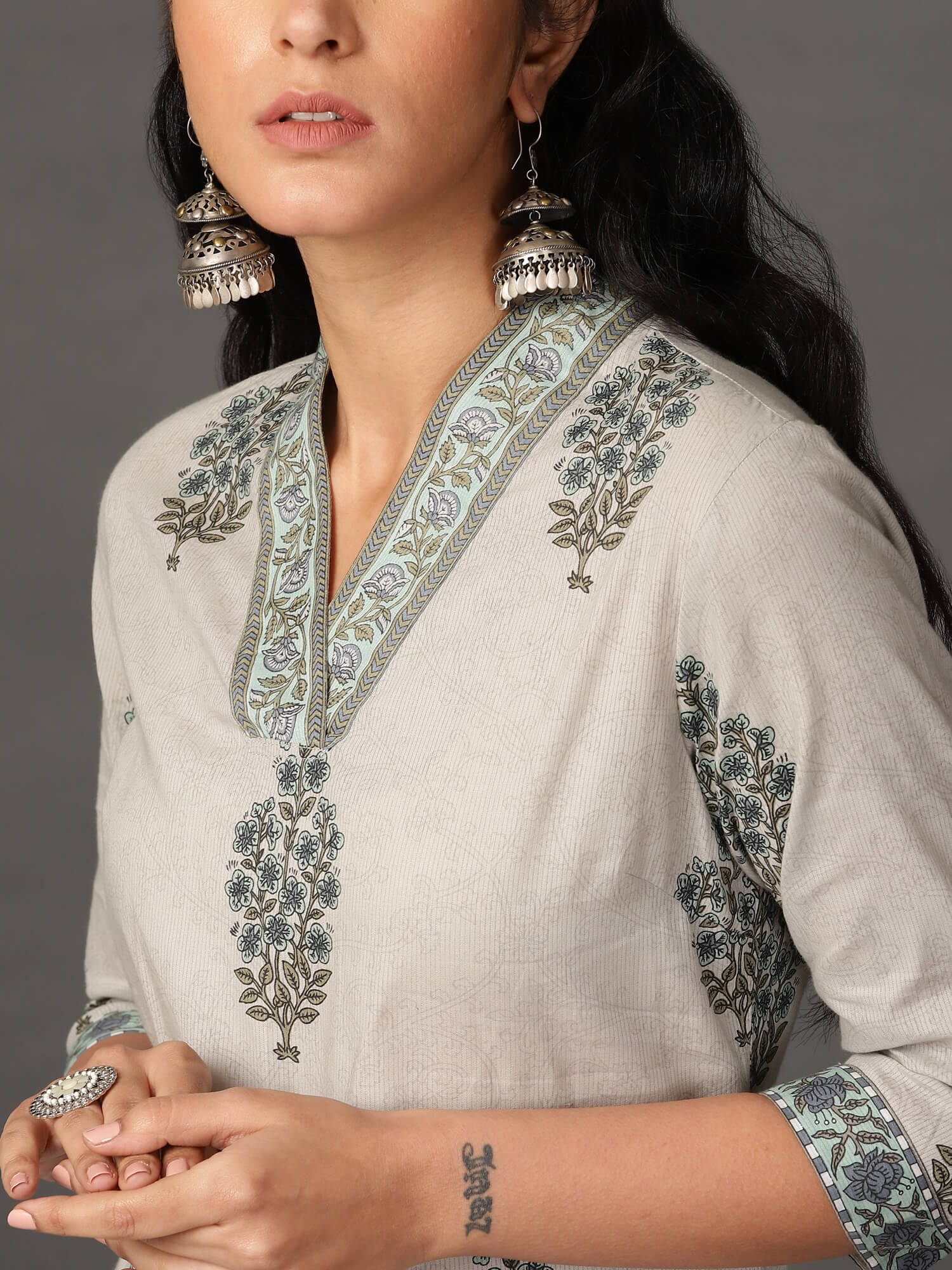 Block Printed Mughal Cotton Kurta & Pant Set