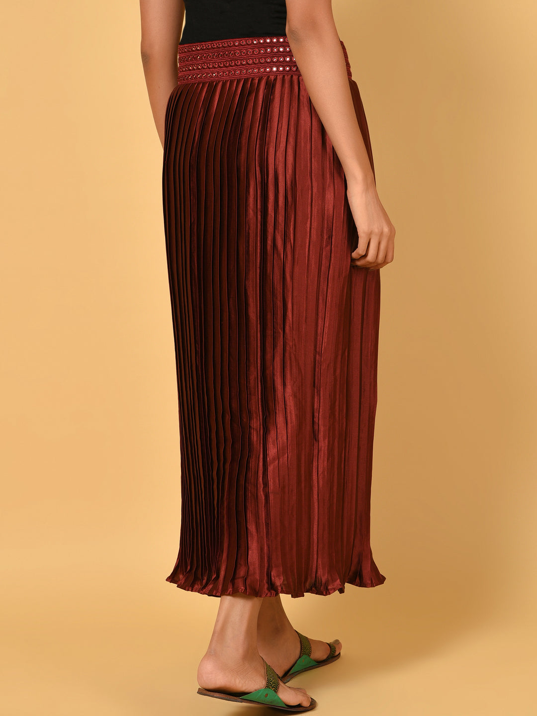 Sway in the Red pleated satin skirt