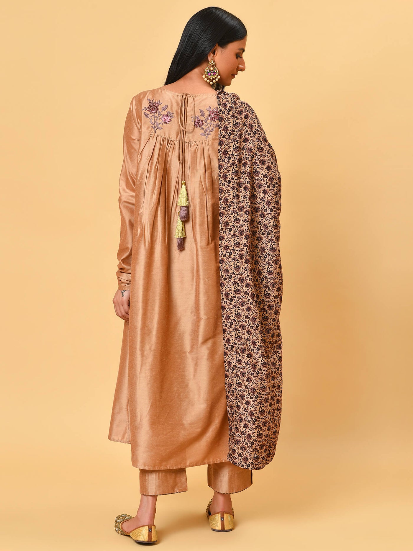 Beige Kurta Pant & Dupatta set