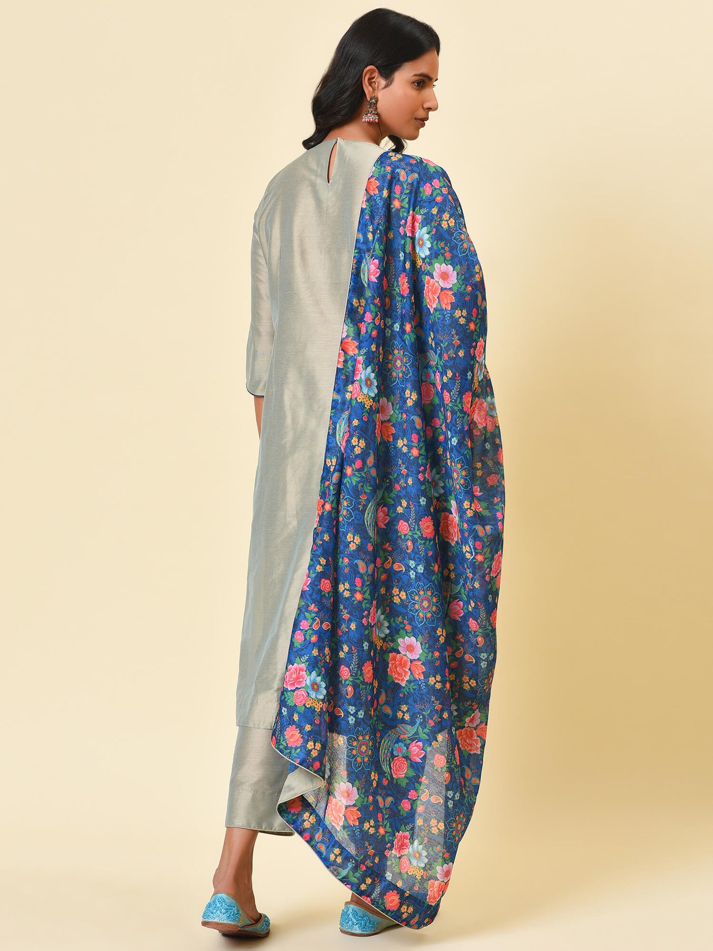 Lint Green Kurta- Pant & Dupatta Set