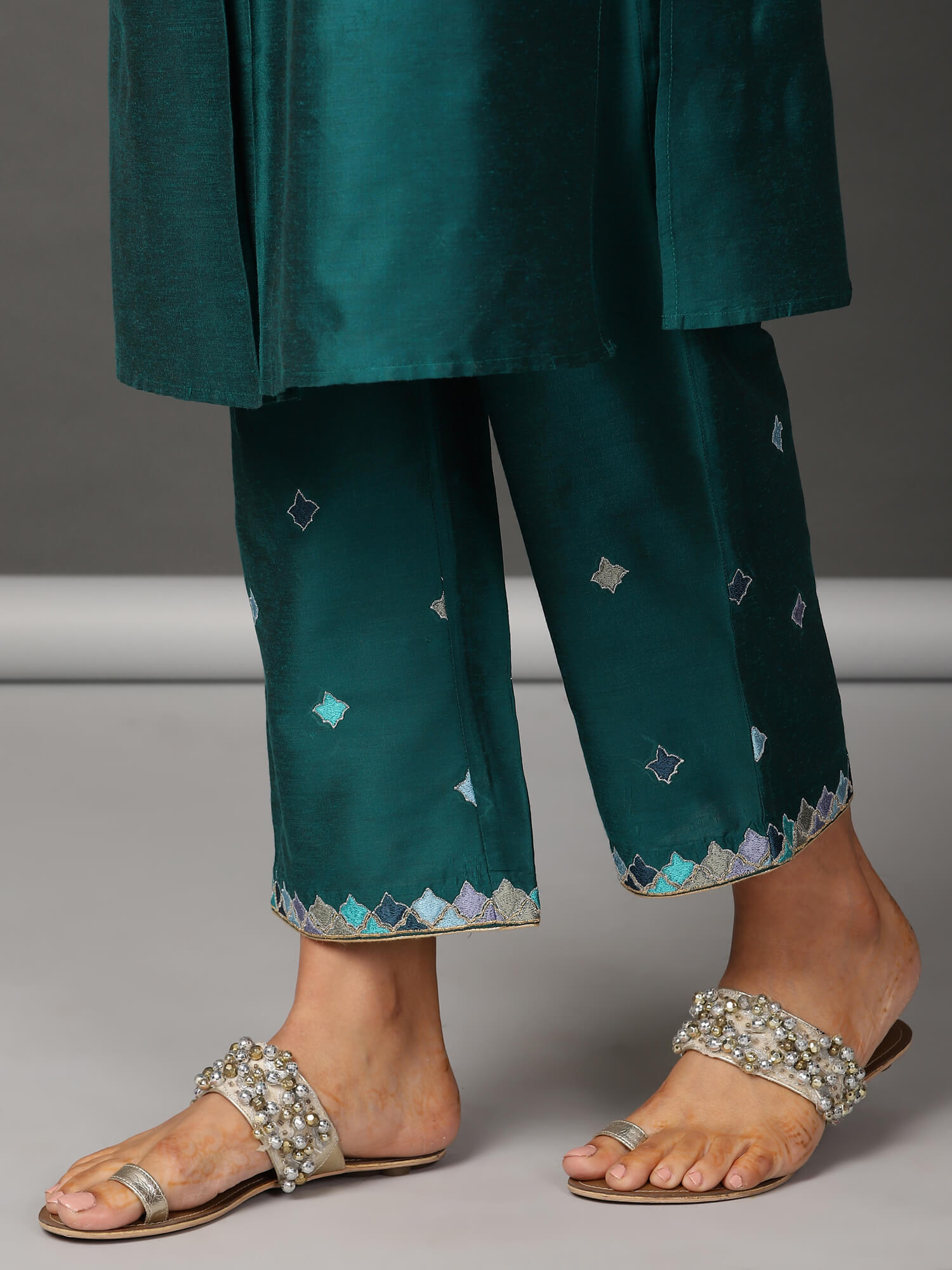 Art Silk Straight Kurta, Pants & Dupatta Set