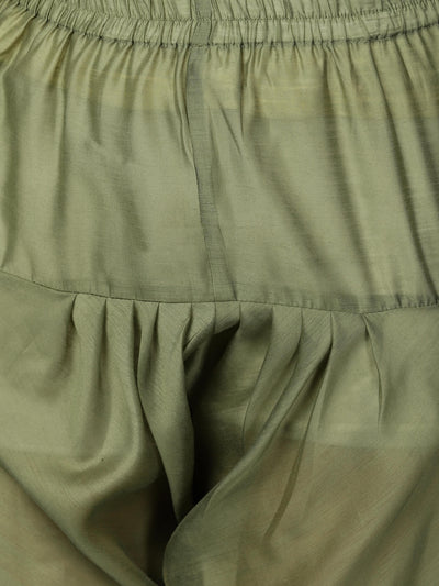 Olive Straight Chanderi Kurta Churidaar Set