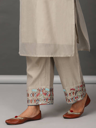 Grey Chanderi Kurta & Pants Set