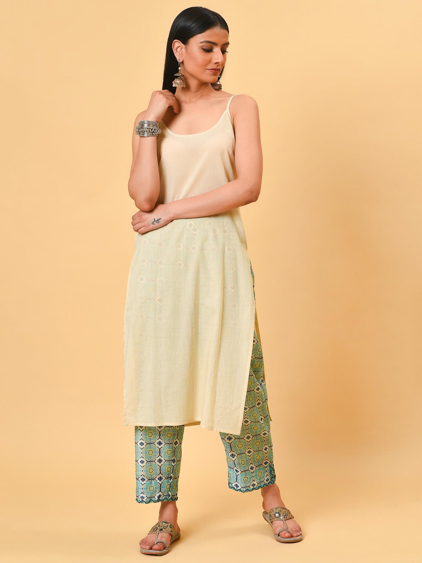 Printed Chanderi Kurta- Pant & Dupatta Set
