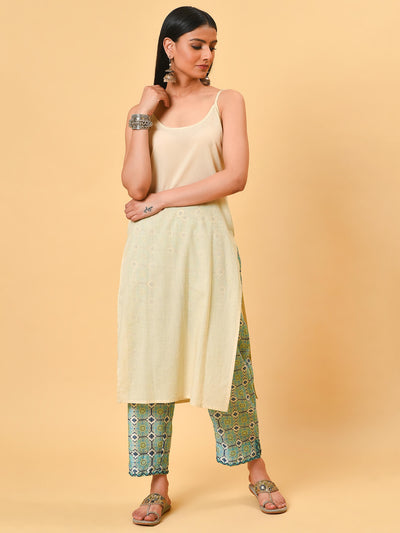 Printed Chanderi Kurta- Pant & Dupatta Set