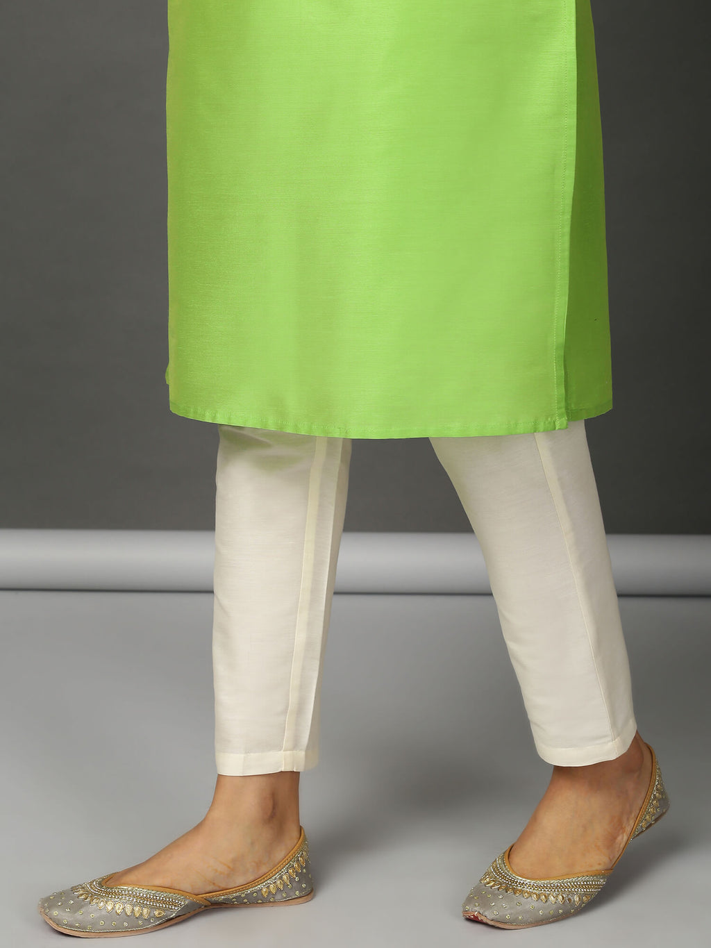 Art Silk Straight Kurta, Pants & Dupatta Set