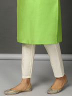 Rekha Art Silk Straight Kurta Set with Cigarette Pants & Striped Dupatta