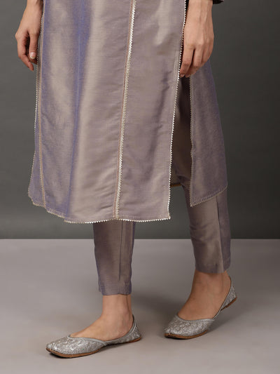 Grey PST Straight Kurta & Pant With Dupatta