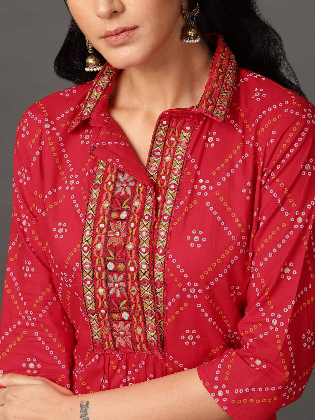 Red Printed Kurta