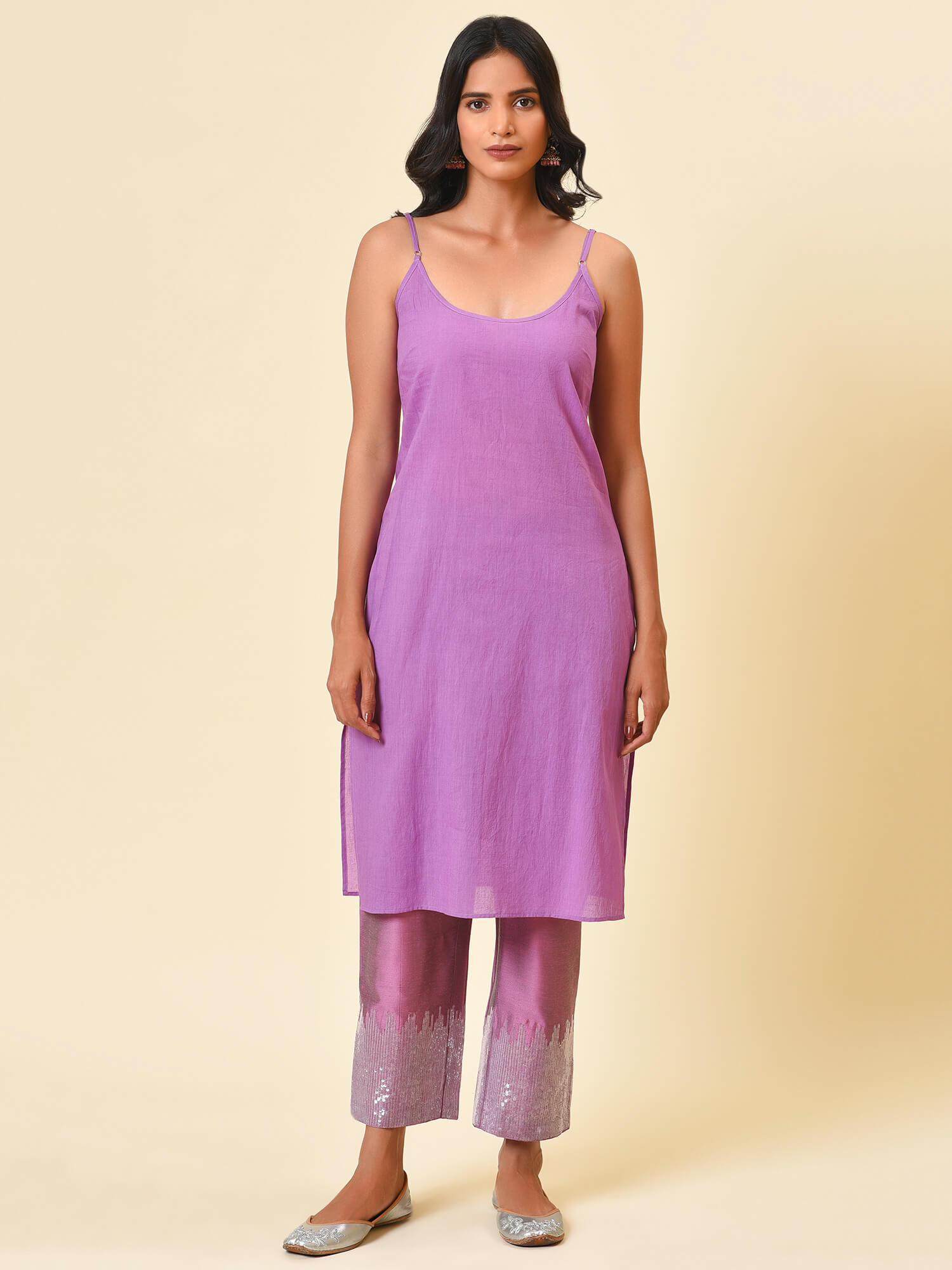 Purple Kaftan Kurta & Pant Set