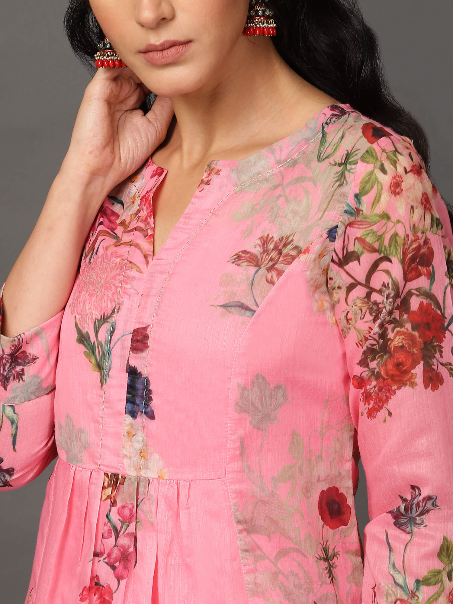 Pink Chanderi Kurta & Pants Set