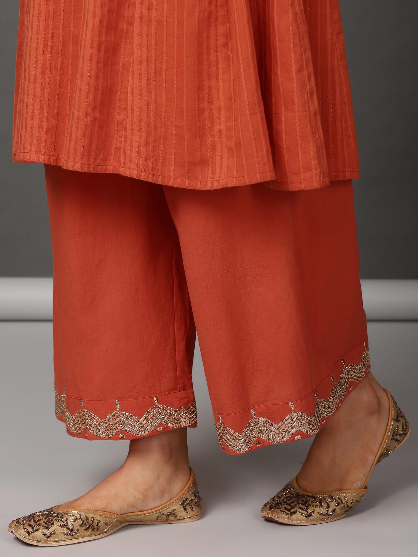 Rust Cotton Kurta & Pants Set