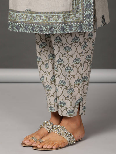 Grey Printed Kurta & Pants Set