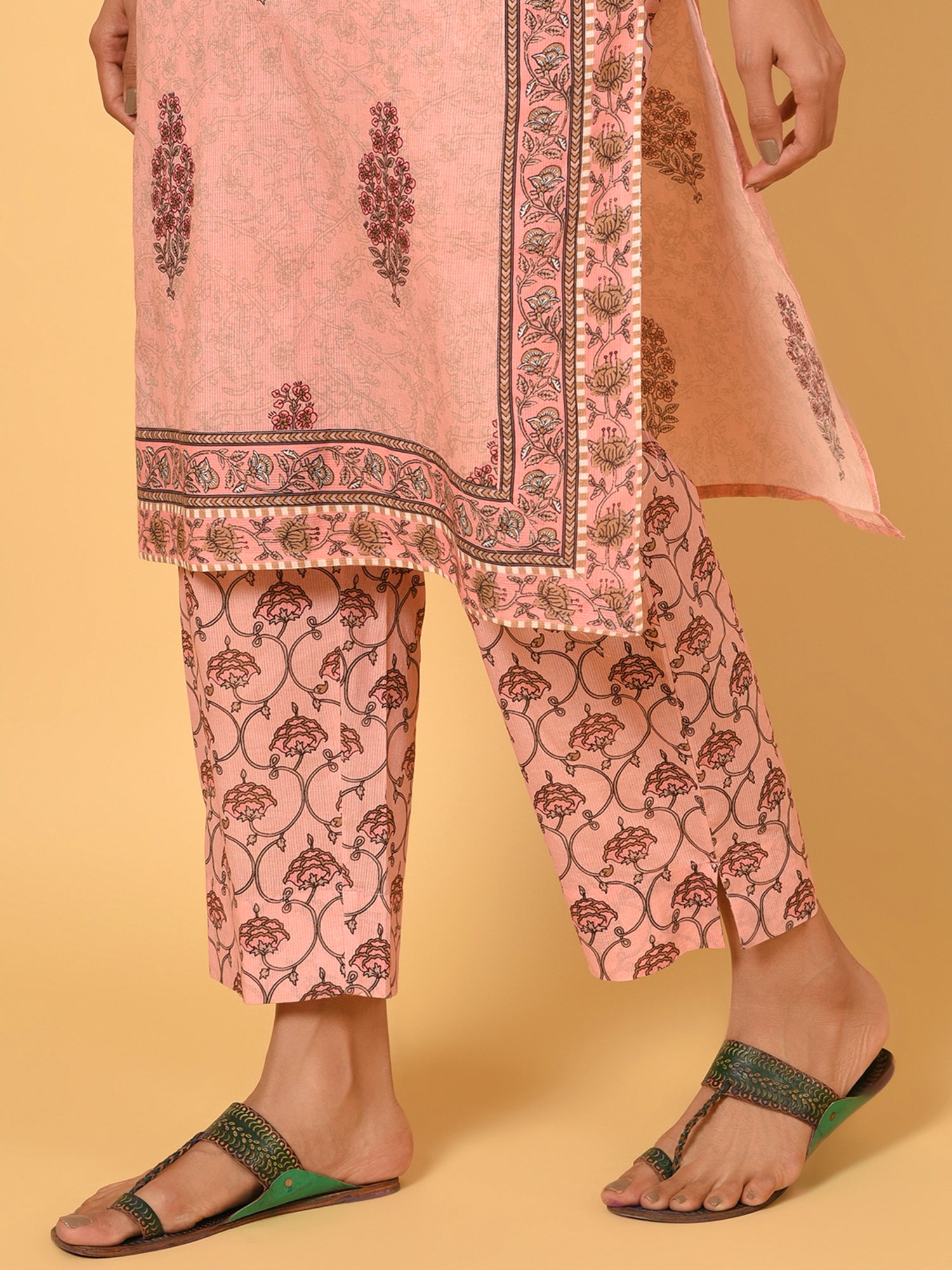 Block Printed Mughal Cotton Kurta & Pant Set