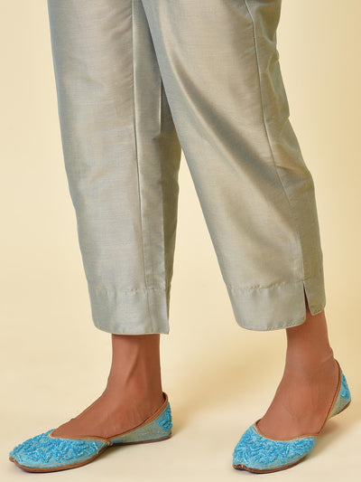 Lint Green Kurta- Pant & Dupatta Set